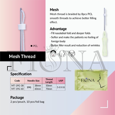 Riempitore Mesh Thread For Reducing Wrinkles di PCL 19G 60mm Volum producendo collagene